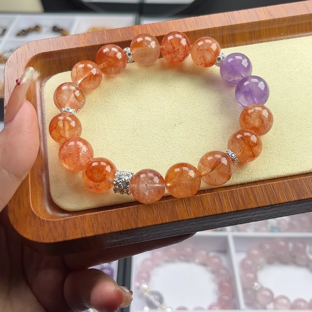 水晶手串未镶嵌陌**安胶花13mm