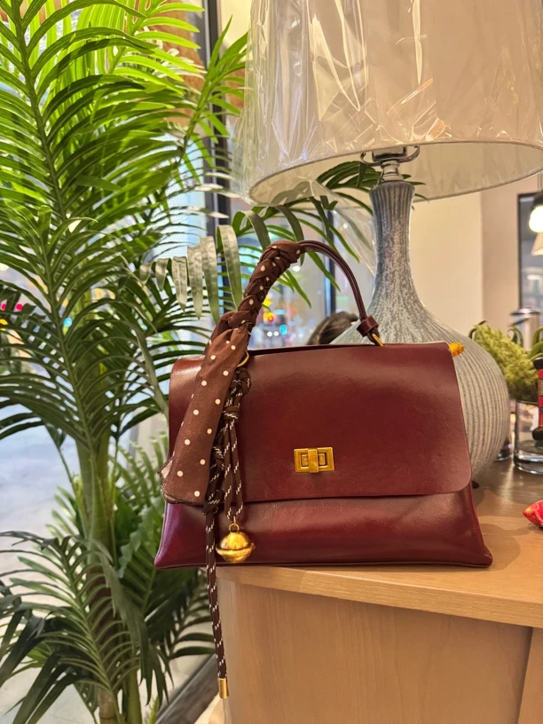 高级感软皮手提包红色婚包女复古轻奢新娘结婚包礼物斜挎包女时尚