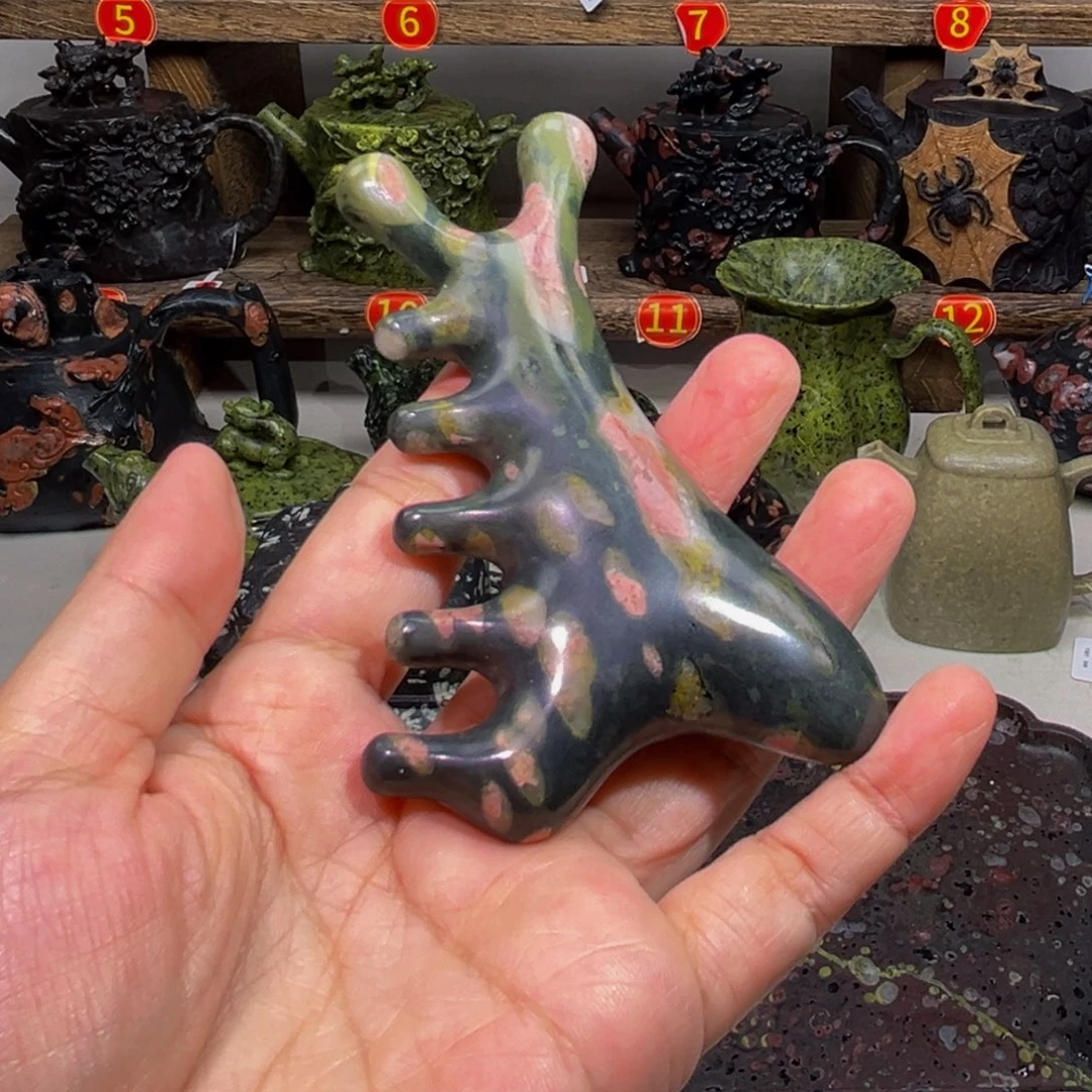 石材梅花玉安山玉精品按摩梳