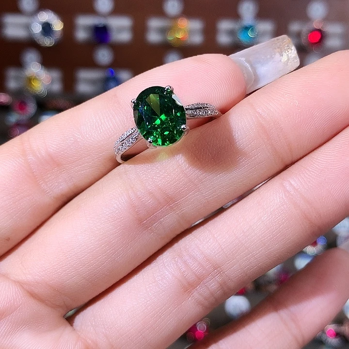 碧玺银S925镶嵌戒指白810