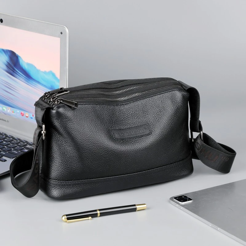 【长30高17厚14cm】真皮软面多功能多口袋男士斜挎包斜跨包方形