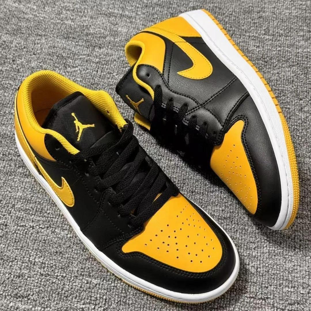 新百伦联名运动鞋篮球鞋低帮黑黄拼接白橙爆款夏季大黄蜂AJ1低帮