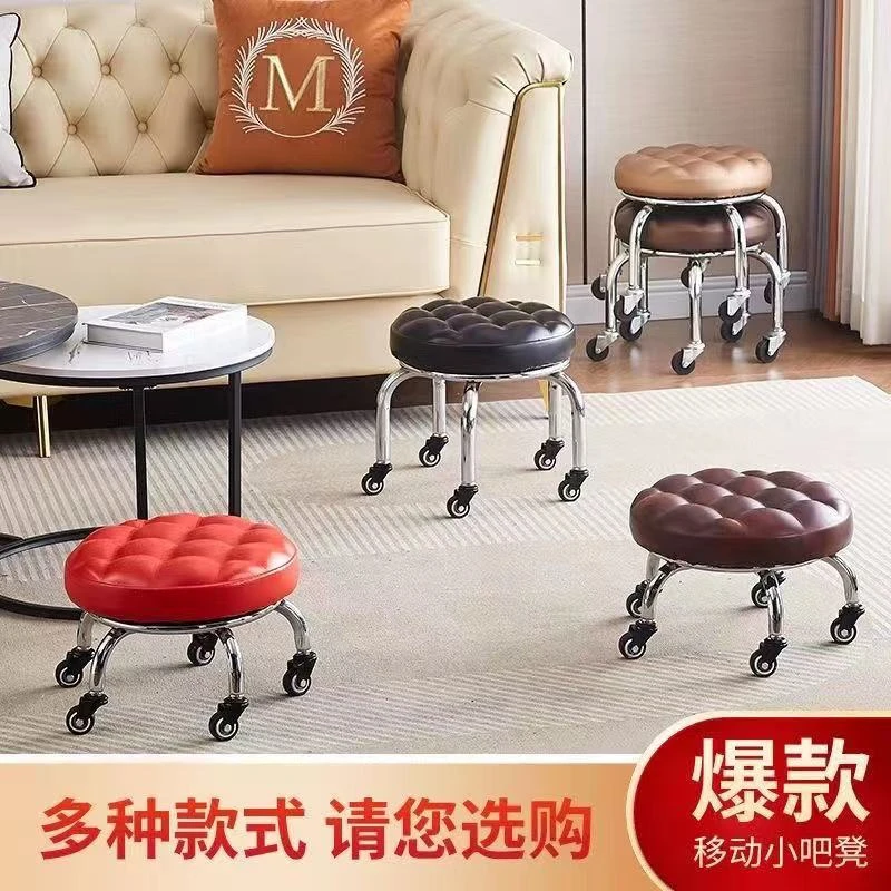 黑色粉色多色晶垚家具凳客厅旋转圆凳沙发凳皮墩小凳美式时尚美缝