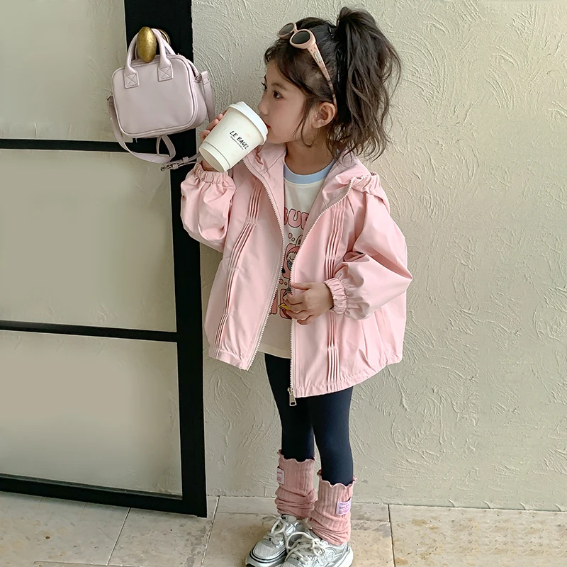 女童外套春秋款2025新款女宝宝网红洋气秋装儿童衣服秋季连帽上衣
