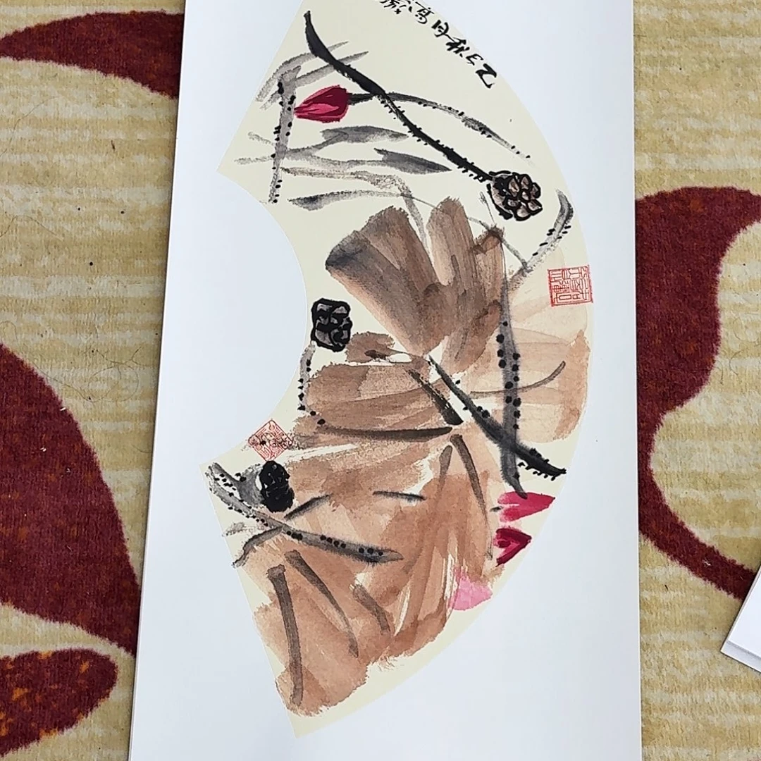 国画卡纸画手绘孤鸟