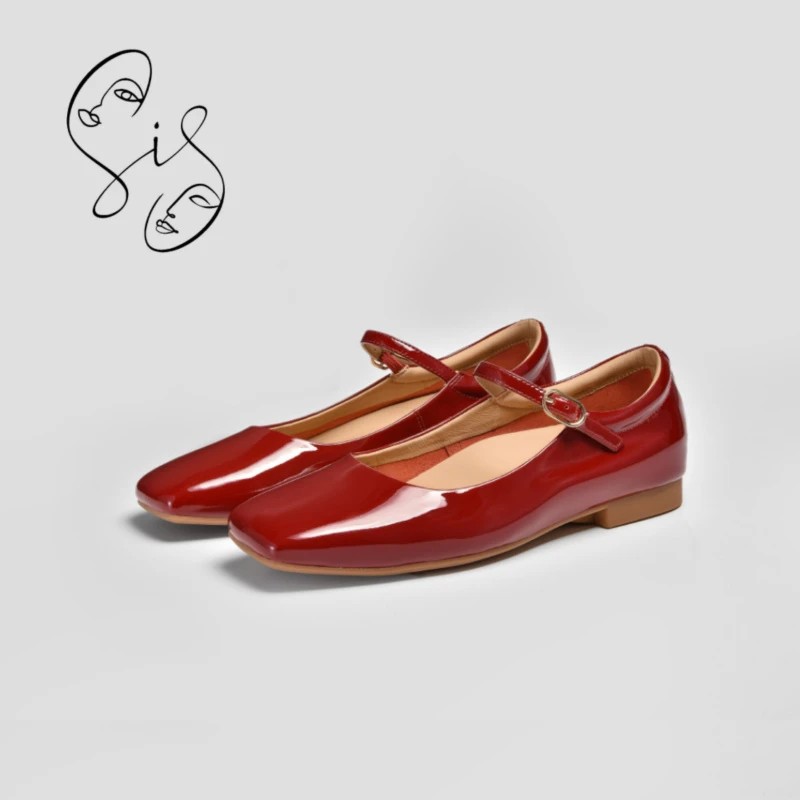 [姐妹说]  2025款软牛皮法式复古超软方头玛丽珍浅口可踩跟一字带