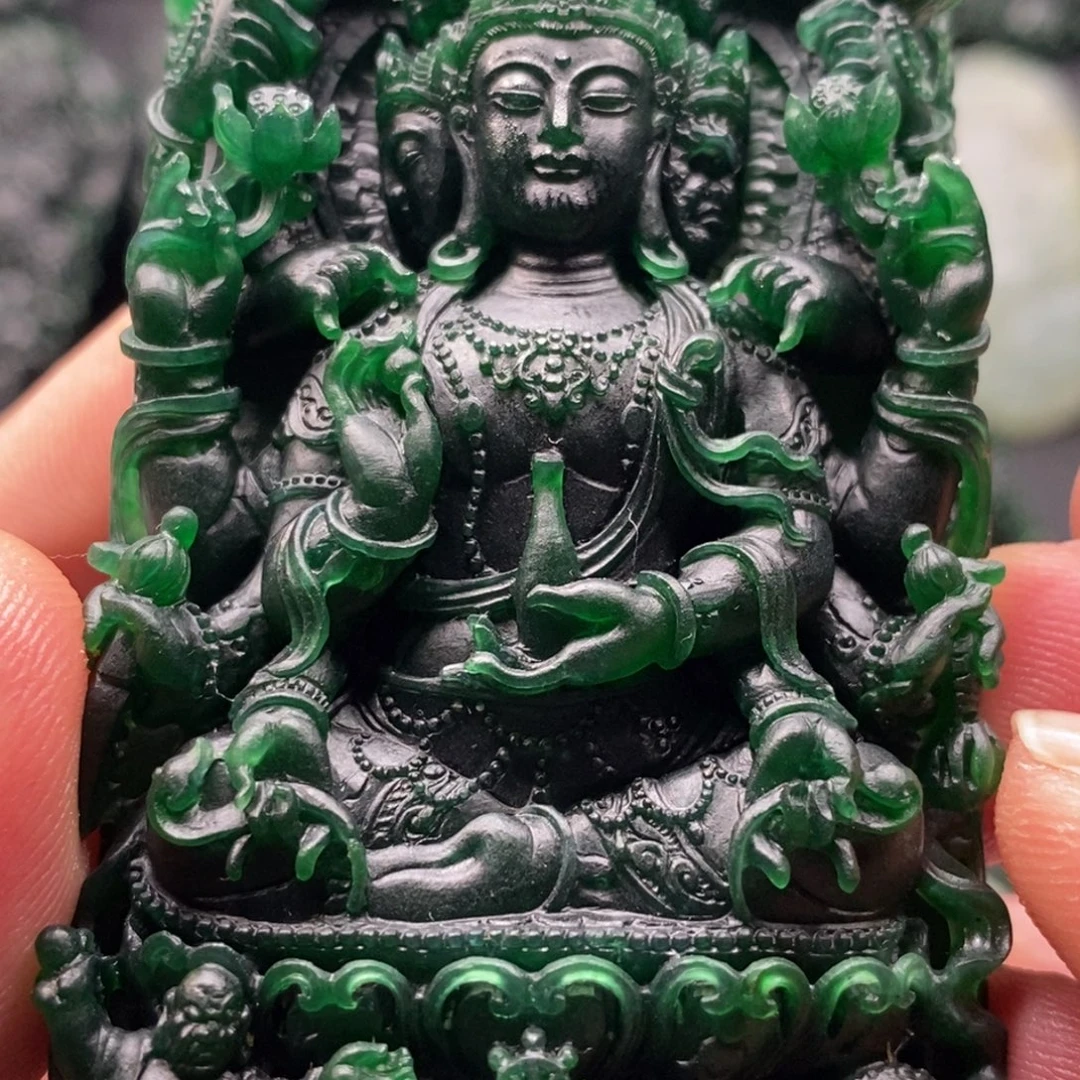 定制翡翠未镶嵌天然翡翠A货千手观音