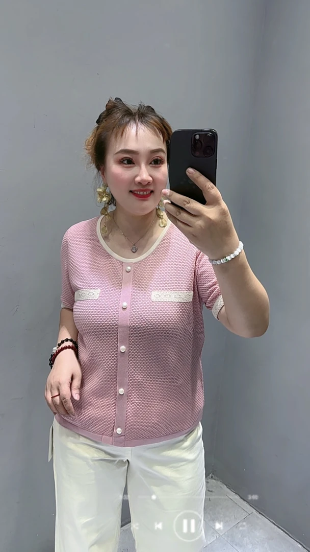 130-200斤22913款针织短袖小香风气质短款时尚百搭夏季小众薄款