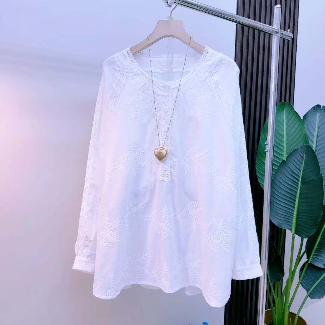 胖mm欧货时尚气质显早秋长袖韩版1622简约时髦轻奢半开领女人衫