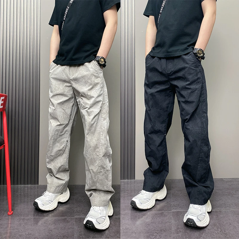 2025年夏季薄款潮流韩版痞帅脏脏裤户外青年男士休闲原创直筒长裤