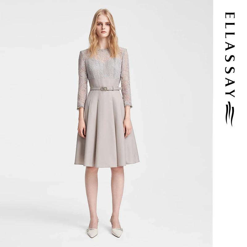 【粉丝专享】ELLASSAY蕾丝拼接连衣裙女EWE351Y01900