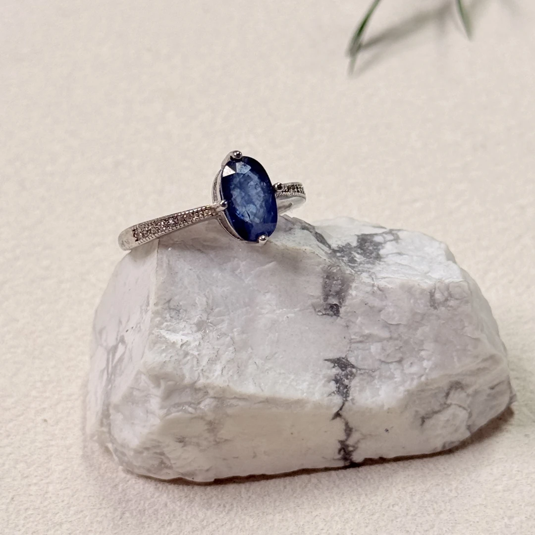 【六六中古】孤品精美s925蓝宝石开口戒指ty2802