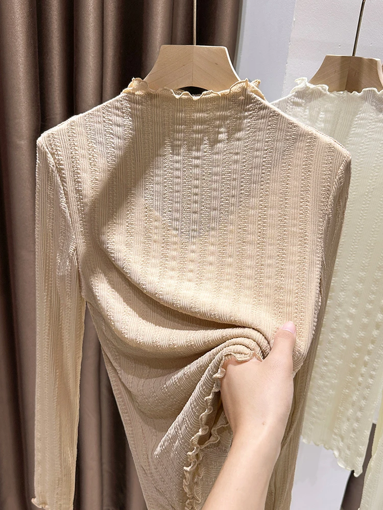 打底衫秋冬内搭毛衣木耳边针织衫洋气百搭修身套头显瘦长袖针织衫
