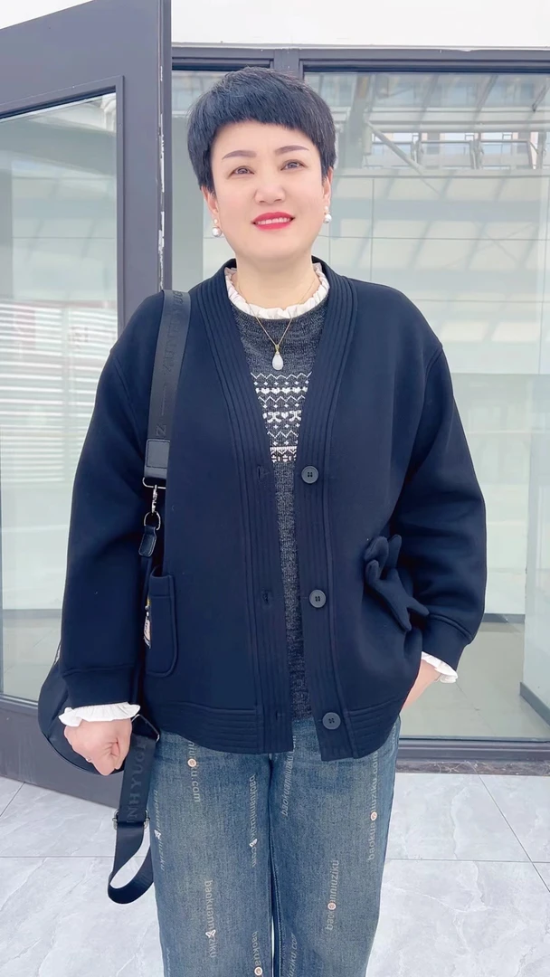 冯小姐时尚大码女装(休闲百搭显瘦气质减龄高弹宽松短款外套11#)
