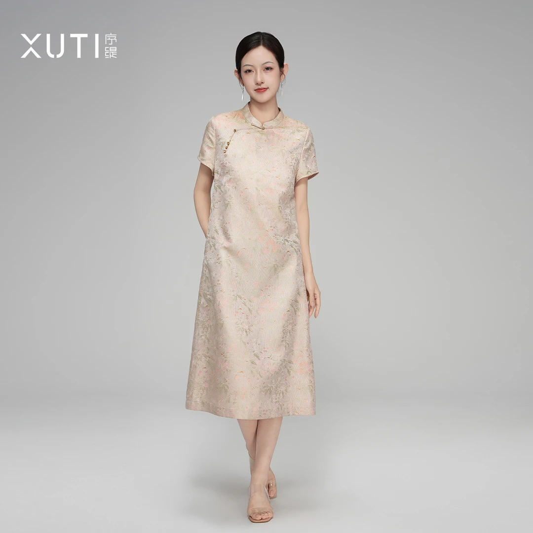 序缇『烟柳画桥』新款复古国风新中式女装桑蚕丝连衣裙J37-15301