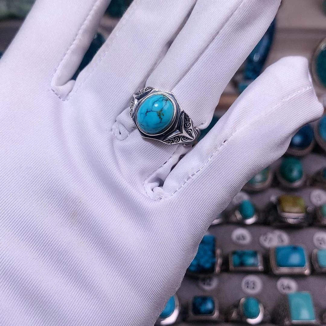 绿松石挂件银S925镶嵌