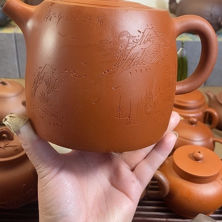 茶壶紫砂半手工汗铎700多cc清水泥