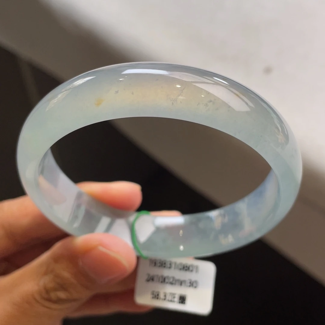 翡翠未镶嵌手镯起光雾霾蓝手镯【强推】