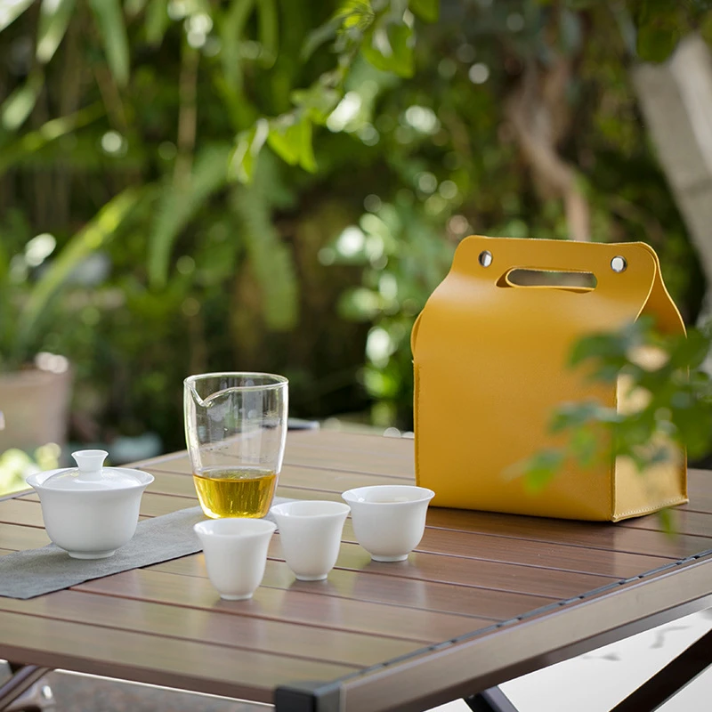 德化羊脂玉瓷快客杯一壶三四杯陶瓷便携户外旅行茶具套装广告礼品