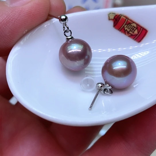 银S925镶嵌淡水珍珠耳饰