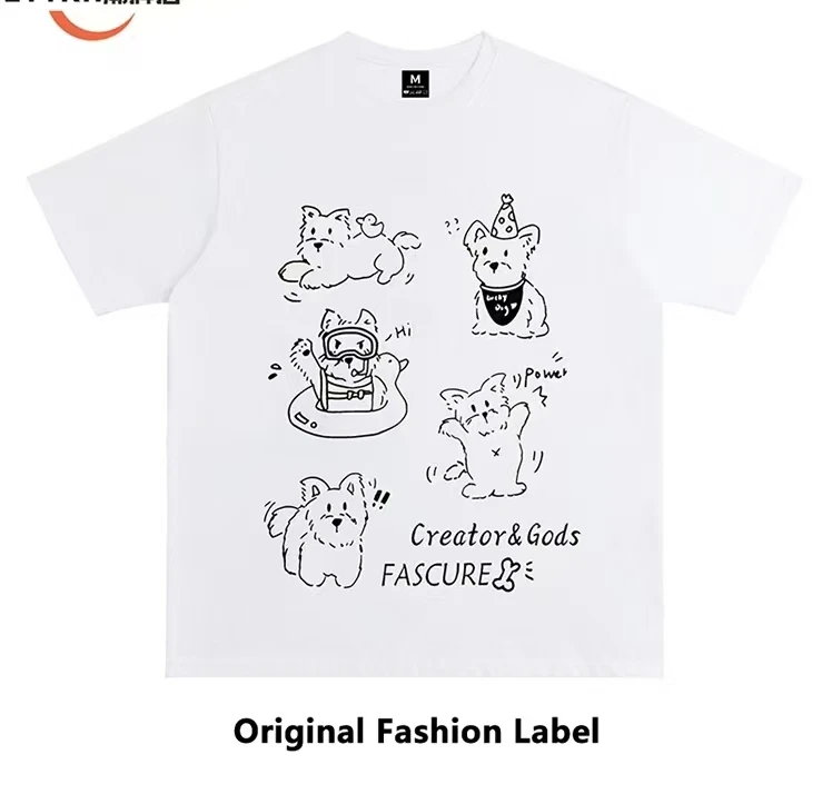 清仓捡漏～美式复古卡通印花100%纯棉短袖t恤男女潮流宽松ins上衣