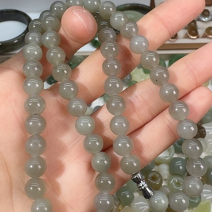 和田玉未镶嵌颈饰8mm