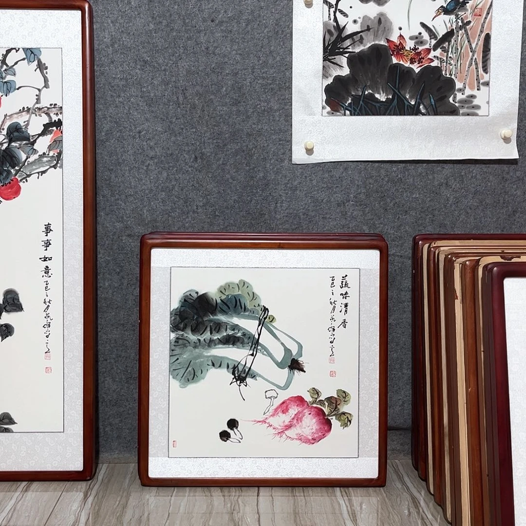 国画书画作品带框63×63