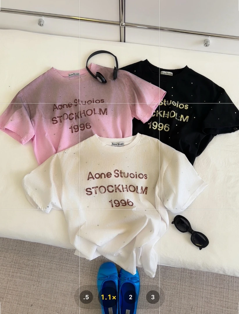 0187【夏季新款】胸前数字1996晕染烫钻潮牌圆领T恤（1139）