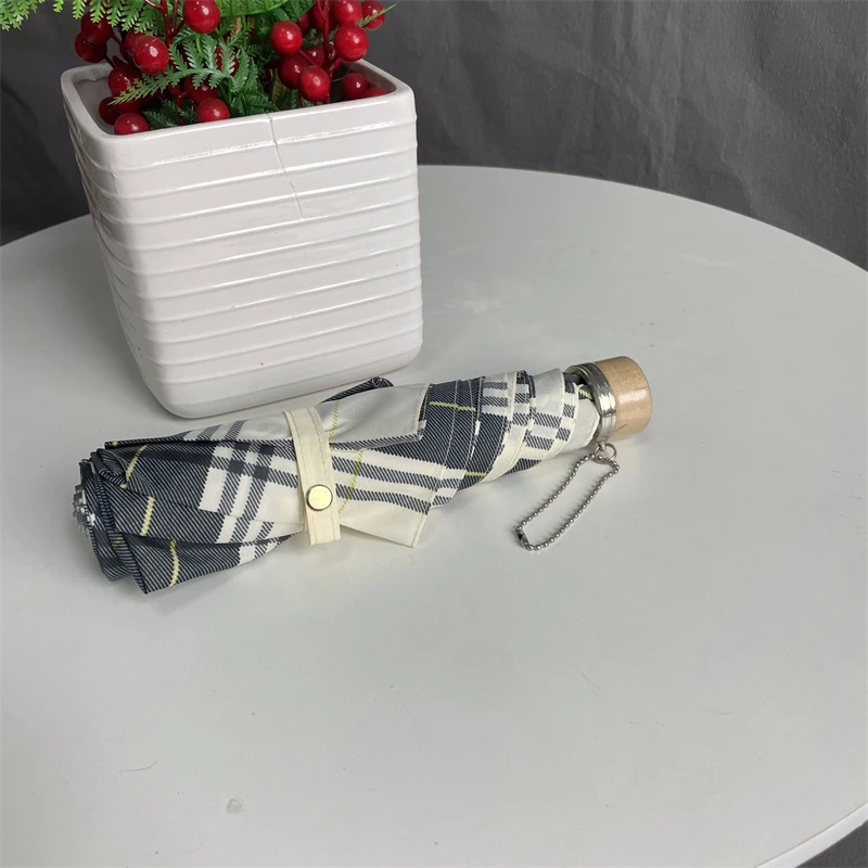 170g捡漏尾单日系超轻格子晴雨伞防晒防紫外线遮阳男女八骨B55