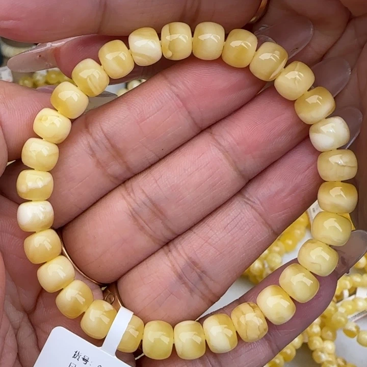 手链蜜蜡未镶嵌金白老型手串