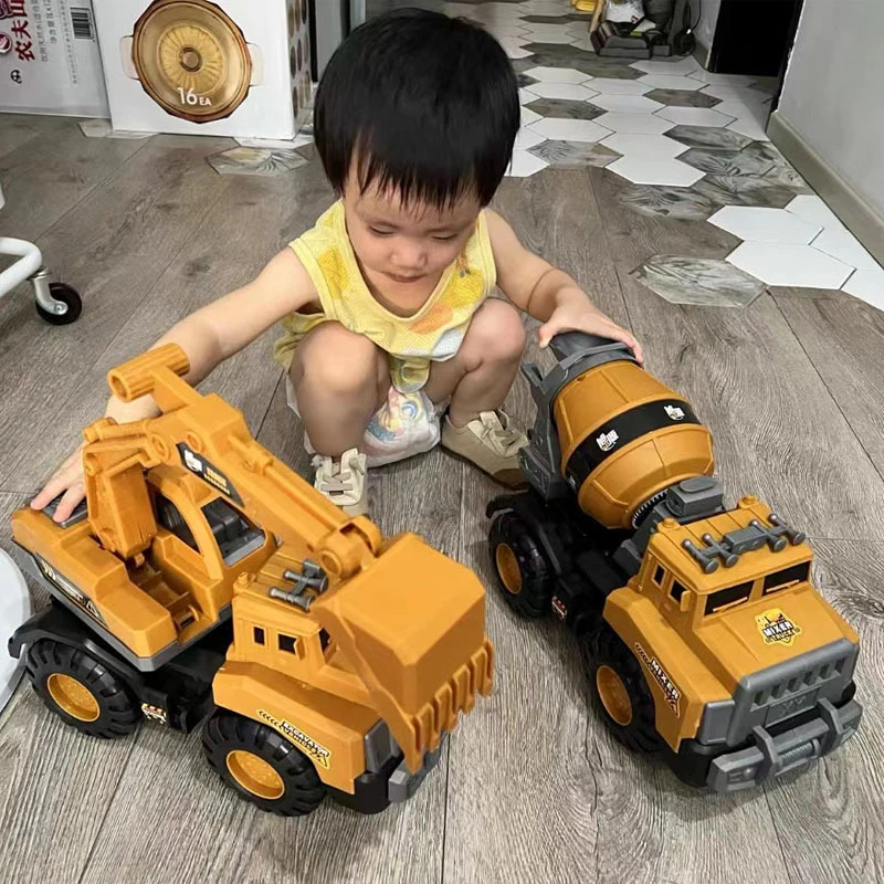 儿童超大号挖掘机搅拌车工程车玩具男孩吊车推土沙滩惯性汽车玩具