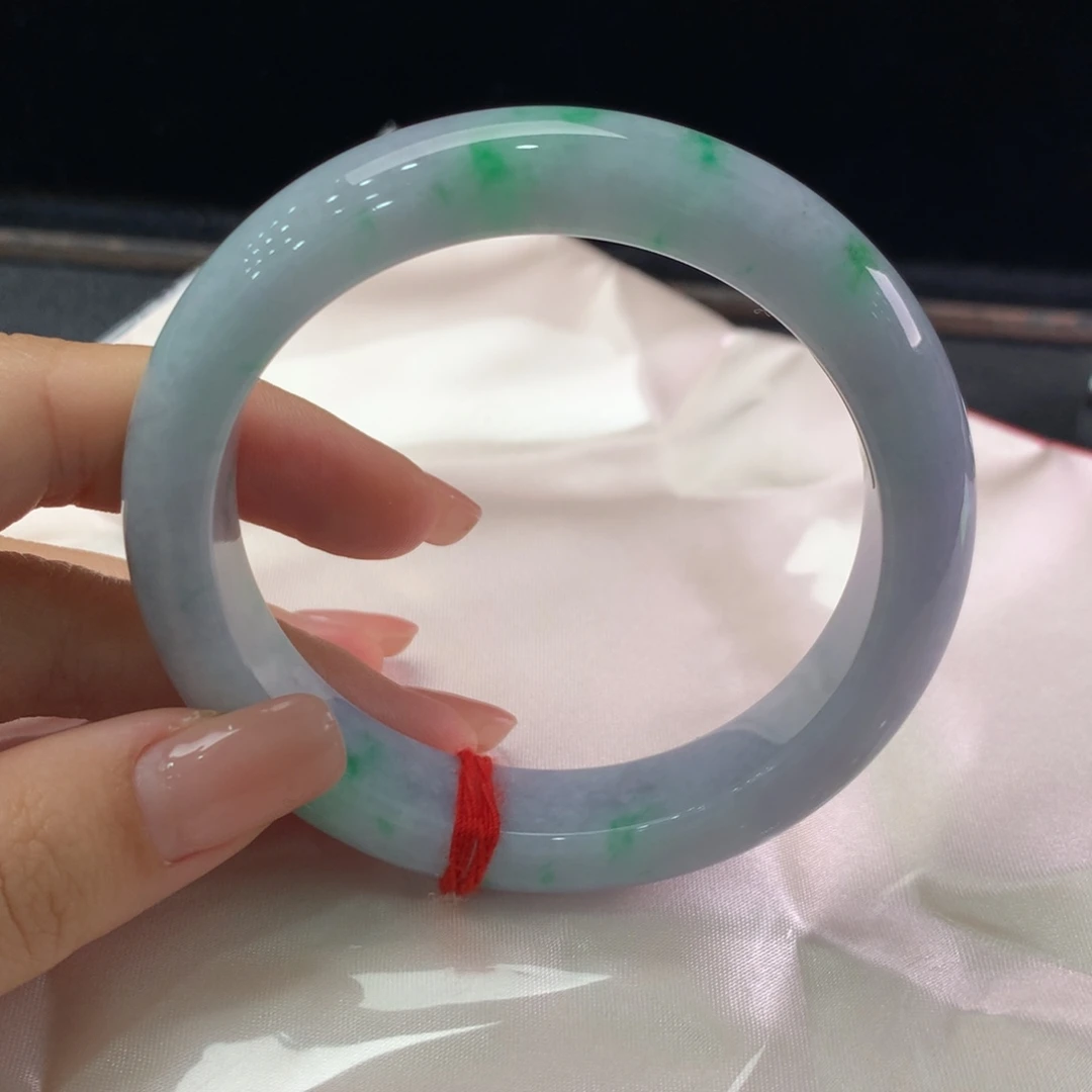 翡翠未镶嵌手镯缅甸A货翡翠春彩