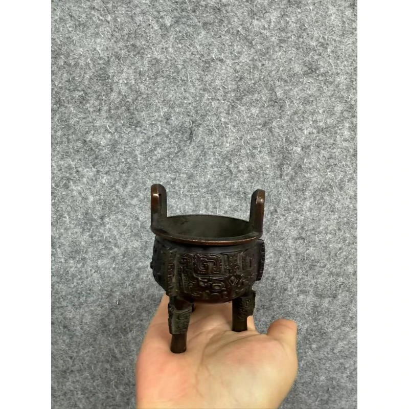 【孤品捡漏】铜回文鼎摆件