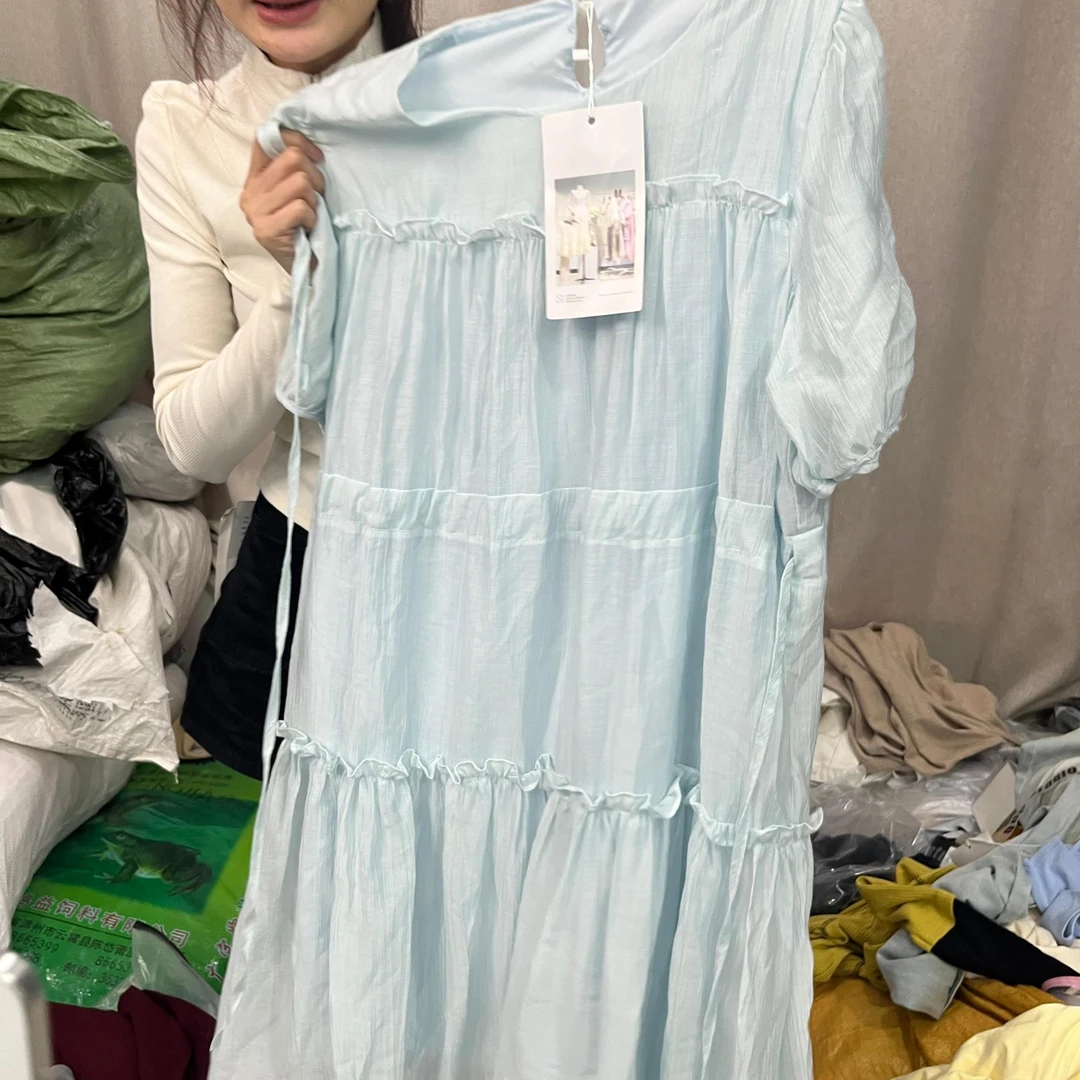 莎姐严选蓝色连衣裙绑带062