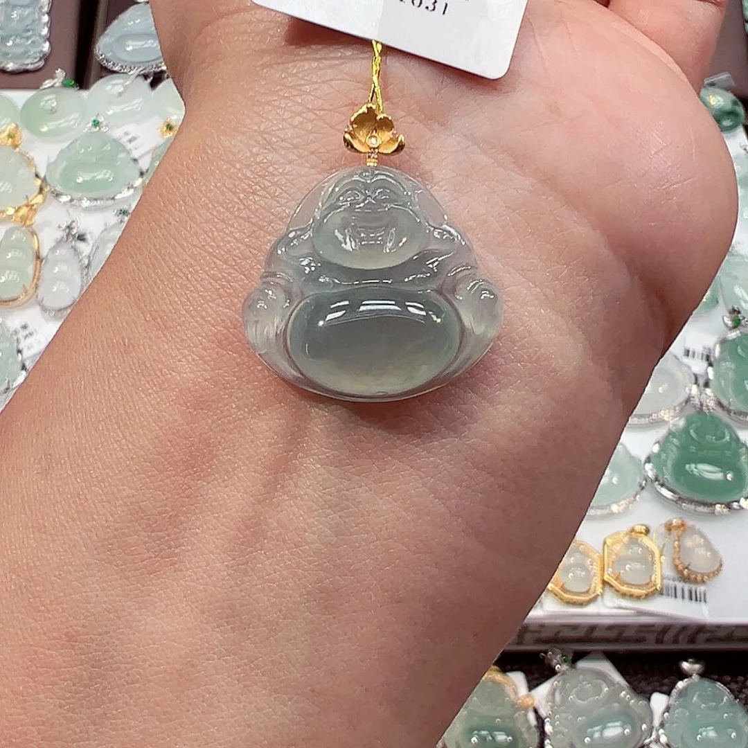 吊坠(不含链)18K金镶嵌翡翠佛公