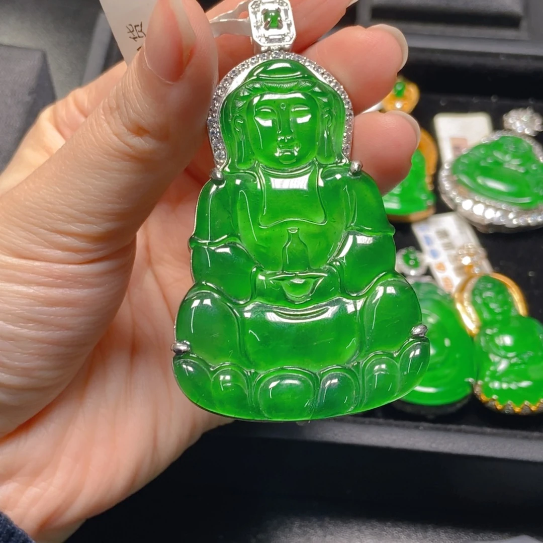 翡翠银S925镶嵌吊坠(不含链)