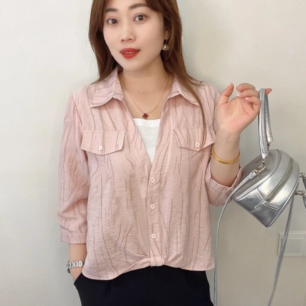 拼接成人女春夏季法式条纹衬衫设计感薄款小众