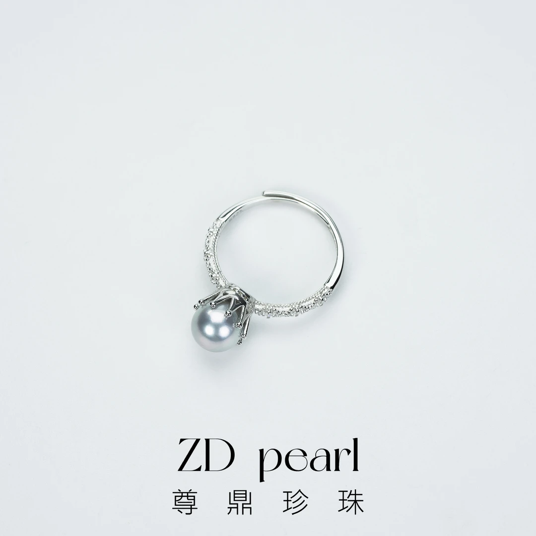 【TNS】尊鼎珍珠-S925银海水珍珠真多麻色系戒指 6.5-7mm