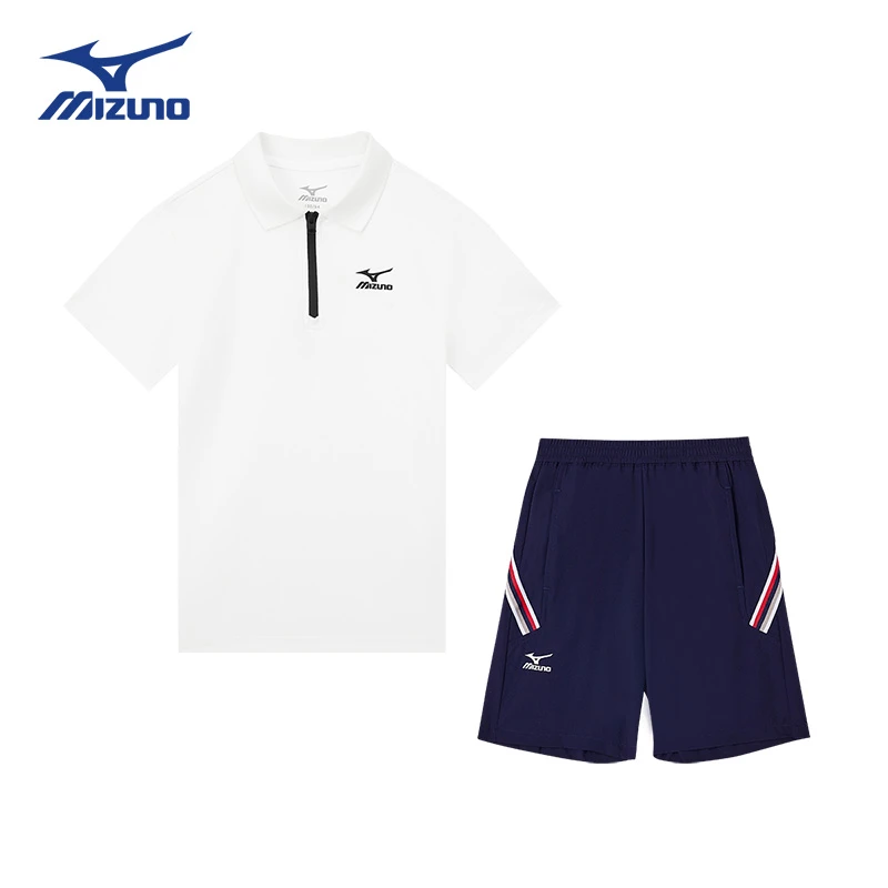 美津浓儿童夏季新款短袖套装Polo套装男女童短袖训练服出游穿搭
