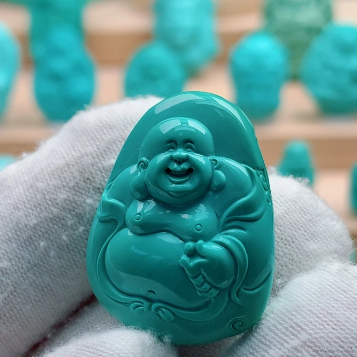 绿松石未镶嵌弥勒佛牌
