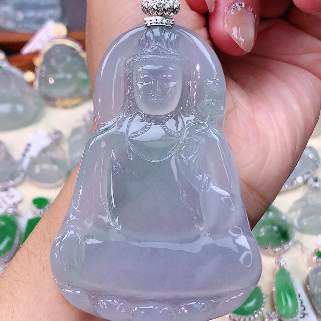 颈饰18K金镶嵌翡翠素衣