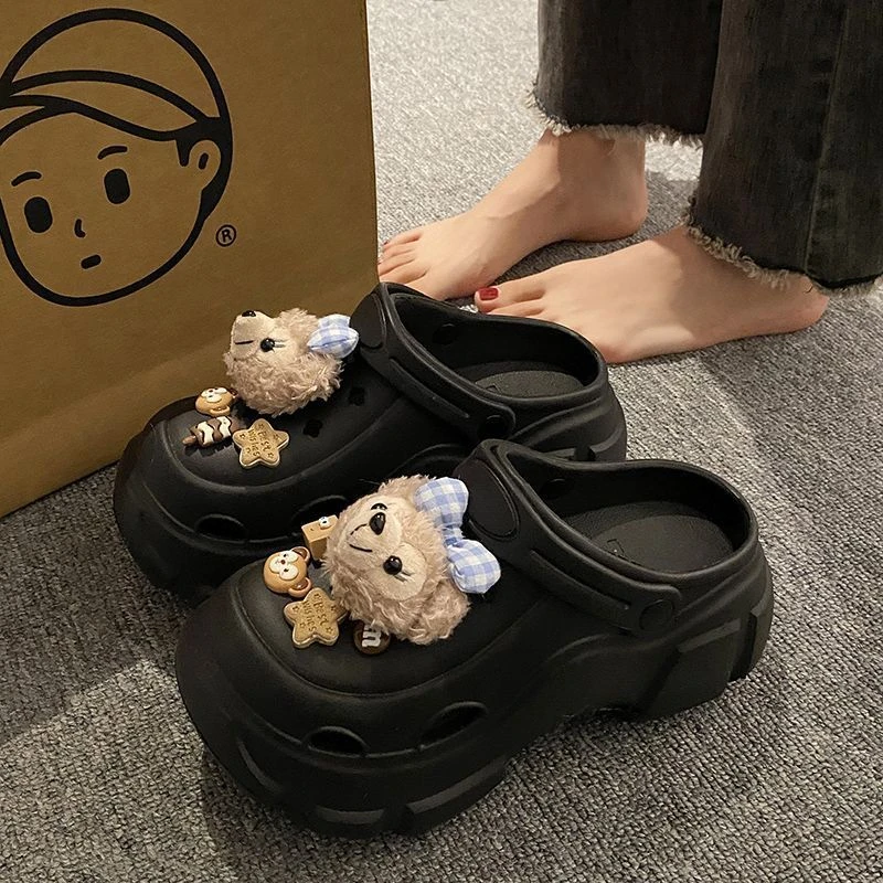 EVA超厚底洞洞鞋女夏季外穿可拆卸底时尚网红增高防滑防臭凉拖鞋