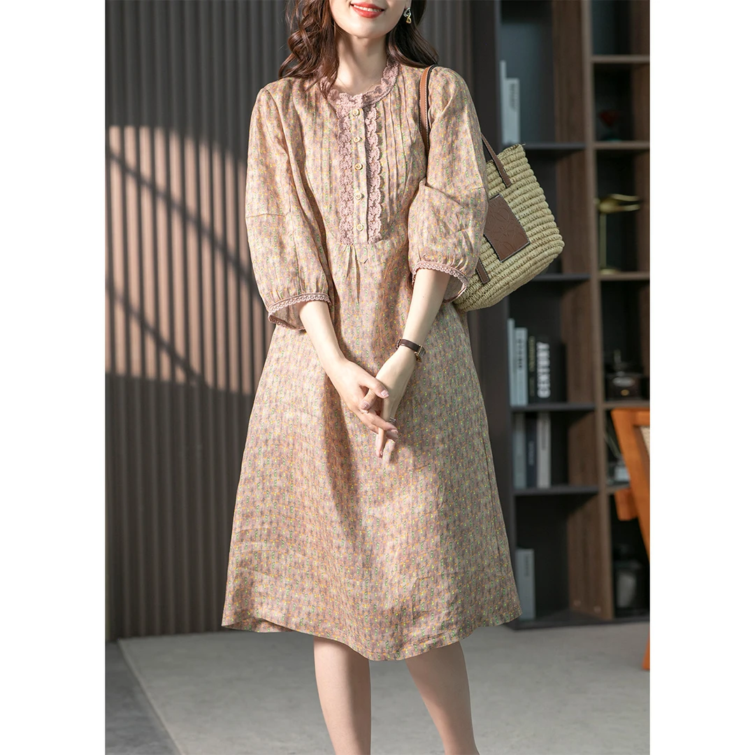 碎花长裙小众连衣裙系带休闲风其它中花色旗袍中长款