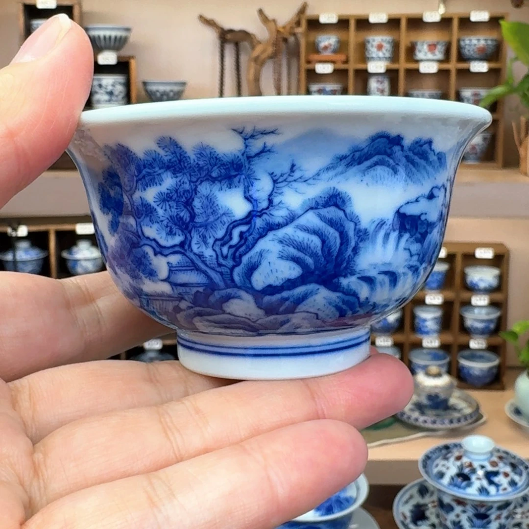 乐****忧溪山堂手绘青花山水大压手杯