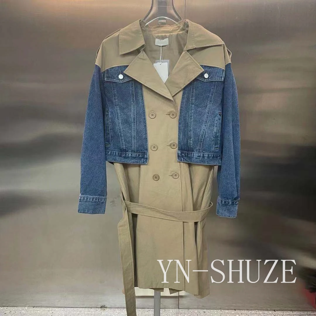 YN-SHUZE拼接牛仔风衣21-1278