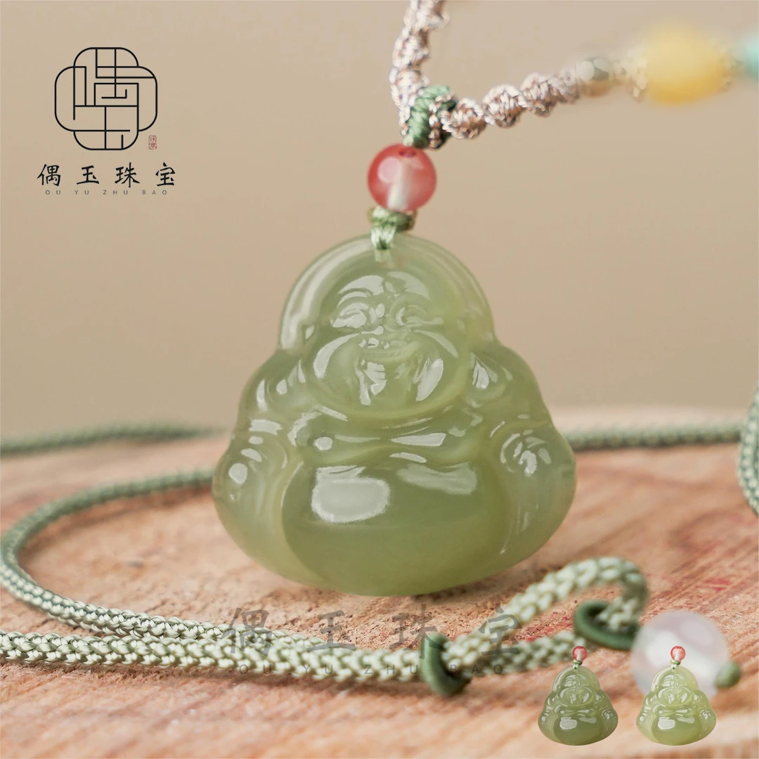 偶玉珠宝丨福瑶*和田玉*佛公吊坠—天然珠宝多样性发一
