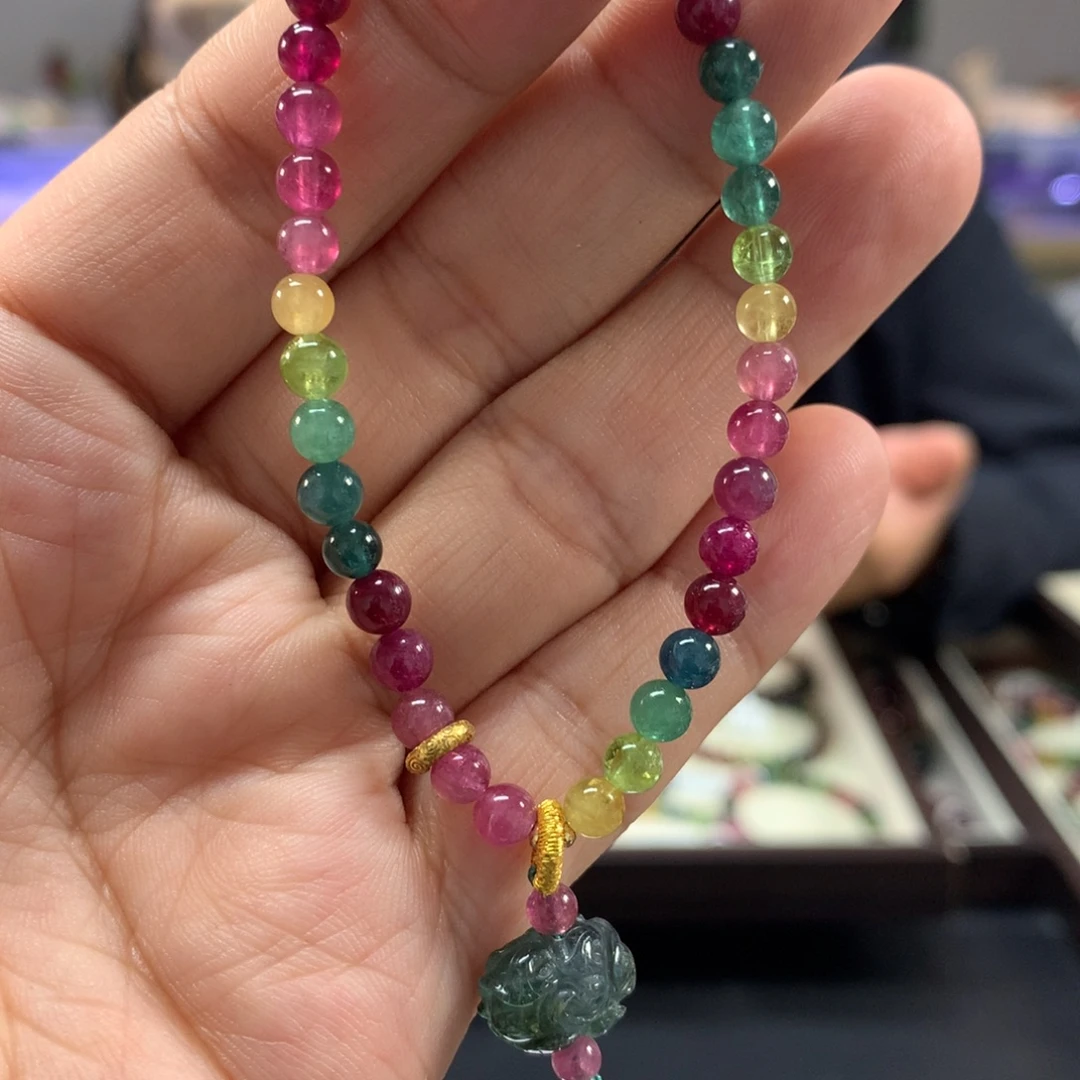 碧玺未镶嵌手链4:8左右