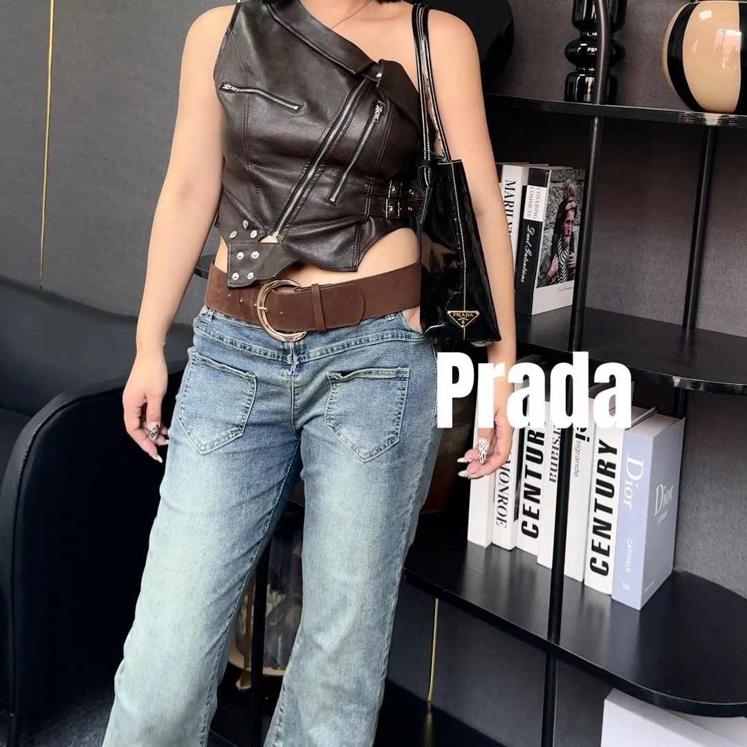 修复品619058/Prada/普拉达水波纹牛皮侧标托特包