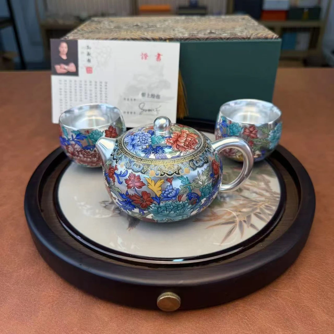 缠枝莲银西施壶 缠枝莲银茶杯*2 缠枝莲繁花1061