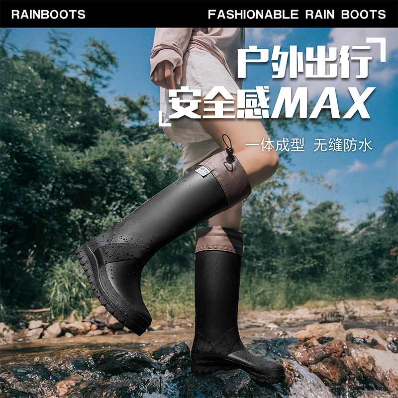 回力高筒男女士超轻防水鞋水靴柔软长筒透气雨鞋防滑钓鱼户外折叠